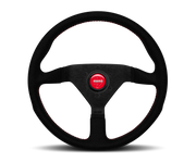 Momo Montecarlo Alcantara Steering Wheel 350 mm - Black/Red Stitch/Black Spokes