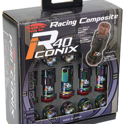 Project Kics 12x1.50 R40 Iconix Lug Nuts - Neo Chrome w/Black Seat w/o Cap (20 Pcs)