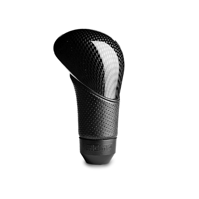 Momo Shadow Shift Knob - Black Airleather, Carbon Effect Insert