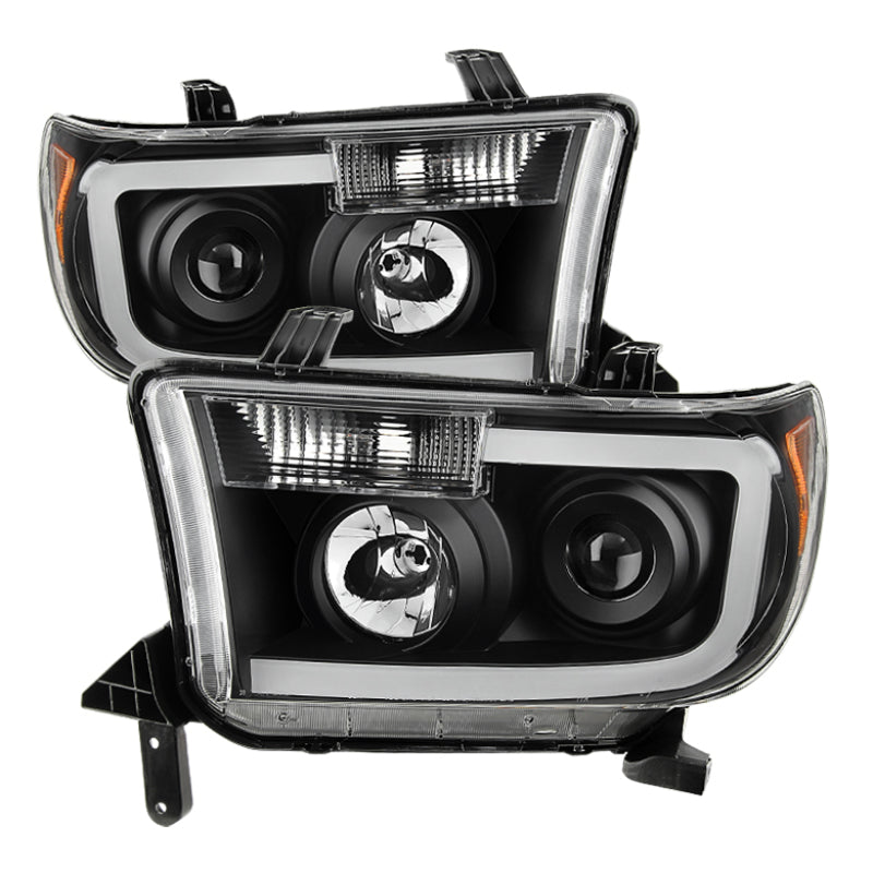 xTune Toyota Tundra 07-13 LED Light Bar Projector Headlights Black PRO-JH-TTU07-LED-BK