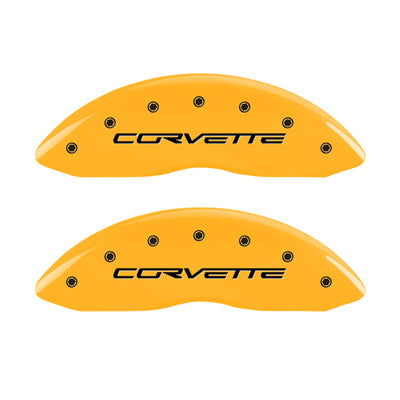 MGP 4 Caliper Covers Engraved Front & Rear C6/Corvette Yellow finish black ch