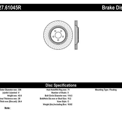 StopTech 94-04 Ford Mustang SVT Cobra Slotted & Drilled Sport Front Right Brake Rotor