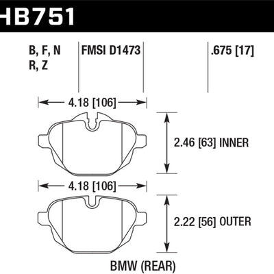 Hawk 2015 BMW 428i Gran Coupe / 11-16 535i / 11-16 X3/X4 HP Plus Rear Brake Pads