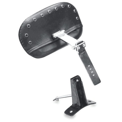 Mustang 08-21 Harley FL Touring Driver Backrest Kit w/Blk Pearl Studs- Black