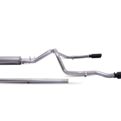 Gibson 20-21 Chevy Silverado 6.6L 2.5in Cat-Back Dual Split Exhaust System Stainless - Black Elite
