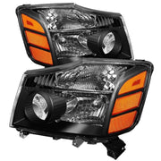 xTune Nissan Titan 04-14 / Armada 04-07 OEM Amber Head Lights Set Black HD-JH-NTI04-AM-BK