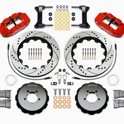 Wilwood Narrow Superlite 6R Front Hat Kit 14.00in Drilled Red 1999-2012 Subaru WRX w/Lines