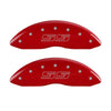 MGP 4 Caliper Covers Engraved Front & Rear Avalanche style/SS Red finish silver ch