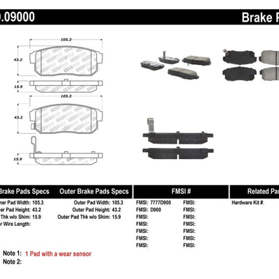 StopTech Performance 11/00-02 Infiniti G20/10/00-04 I30/I35 Rear Brake Pads