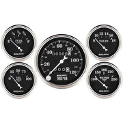 Auto Meter Gauge Kit 5 pc. 3 1/8in & 2 1/16in Mechanical Speedometer Old Tyme Black