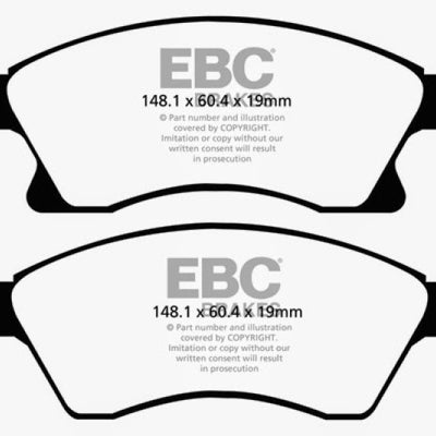 EBC 11+ Chevrolet Cruze 1.4 Turbo (10.9 inch front rotor) Ultimax2 Front Brake Pads