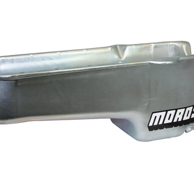 Moroso 80-85 Chevrolet Small Block (w/Pssngr Side Dipstick) Wet Sump 5qt 7.5in Steel Oil Pan - Black