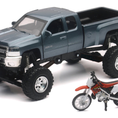 New Ray Toys Chevrolet Silverado with Honda Dirt Bike/ Scale - 1:32