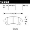 Hawk 1998-2/2002 Subaru Forester L (w/Rear Drum Brakes) High Perf. Street 5.0 Front Brake Pads