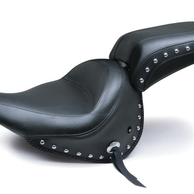 Mustang 05-17 Harley Deluxe (With Standard Rack) Wide Touring Solo Seat w/Studs - Black