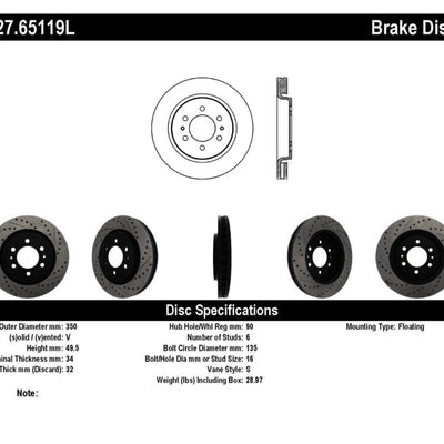 StopTech Slotted & Drilled Sport Brake Rotor