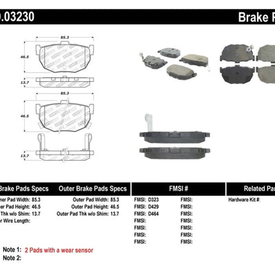StopTech Performance Hyundai Elantra/Tiburon / Kia Spectra / Nissan Maxima/Stanza Rear Brake Pads