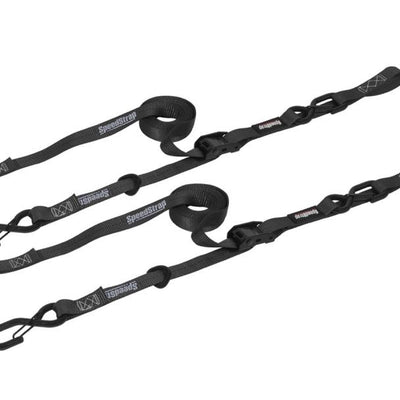 SpeedStrap 1In x 10Ft Cam-Lock Tie Down with Snap S-Hooks and Soft-Tie (2 Pack) - Black