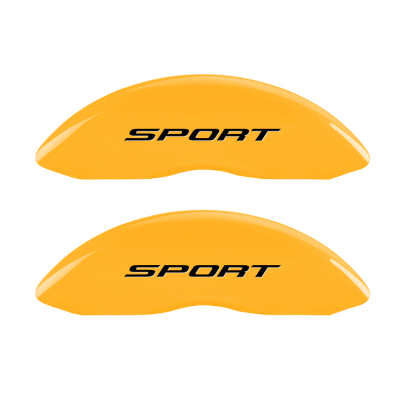 MGP 4 Caliper Covers Engraved Front & Rear No Bolts/Sport 2015 Yellow finish black ch