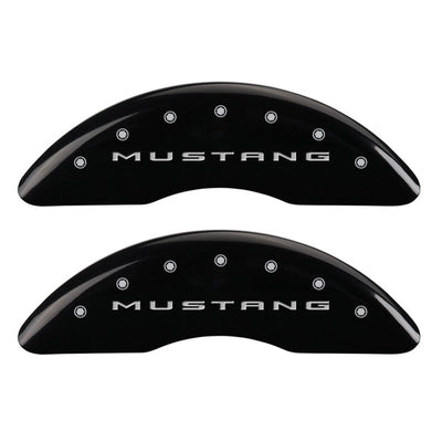 MGP 4 Caliper Covers Engraved Front 2015/Mustang Engraved Rear 2015/Bar & Pony Black fnsh silver ch