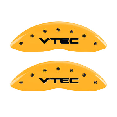 MGP 4 Caliper Covers Engraved Front & Rear Vtech Yellow Finish Black Char 2008 Acura TL