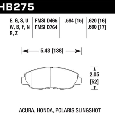Hawk 97-99 Acura CL / 93-02 Honda Accord Coupe DX/EX/LX/96-10 Civic Coupe EX DTC-60 Race Brake Pads