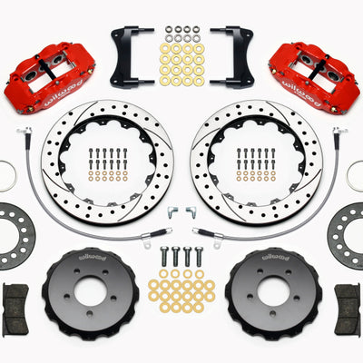 Wilwood Narrow Superlite 6R Front Hat Kit 12.88in Drill Red 2005-Up Mazda Miata w/ Lines