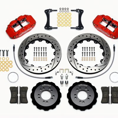 Wilwood Narrow Superlite 6R Front Hat Kit 13.06in Drilled Red 2008-up Hyundai Genesis Coupe w/Lines