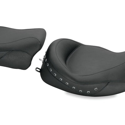 Mustang 08-21 Harley Electra Glide,Rd Glide,Rd King,Street Glide Solo Seat w/Blk Pearl Studs- Black
