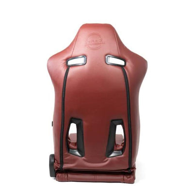 NRG Reclinable Sport Seats (Pair) The Arrow Maroon Vinyl w/ Pressed NRG logo w/ Maroon Stitch