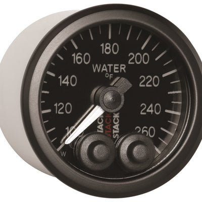 Autometer Stack Pro Control 52mm 100-260 deg F Water Temp Gauge - Black (1/8in NPTF Male)