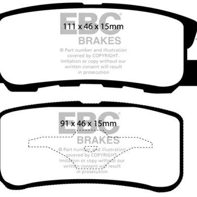 EBC 11-14 Chrysler 200 3.6 Yellowstuff Rear Brake Pads