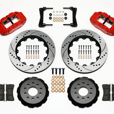 Wilwood Narrow Superlite 6R Front Hat Kit 14.00in Drill Red 2005-2014 Mustang