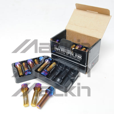 Wheel Mate Mevius Lug Bolt Set of 20 - Blue Neon 14x1.50 40mm Ball 14mm RAD