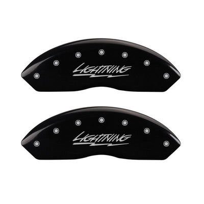 MGP 4 Caliper Covers Engraved Front & Rear Lightning Black finish silver ch