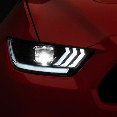 Raxiom 15-17 Ford Mustang GT350 GT500 LED Projector Headlights- Blk Housing (Clear Lens)
