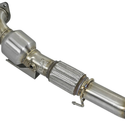 aFe Twisted Steel 3in. 304 SS Catted Series Downpipe 16-18 Ford Focus RS I4-2.3L (t)