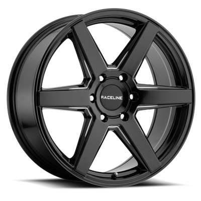 Raceline 156B Surge 16x6.5in / 5x130 BP / 45mm Offset / 84.1mm Bore - Black & Milled Wheel