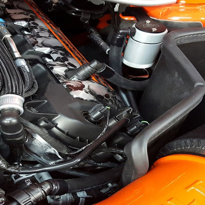 J&L 2011-2017 Ford Mustang GT Driver Side Oil Separator 3.0 - Clear Anodized