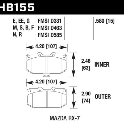 Hawk 86-95 Mazda RX-7 (Exc 1992) Black Race Front Brake Pads