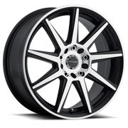 Raceline 144M Storm 18x7.5in / 5x112/5x120 BP / 42mm Offset / 74.1mm Bore - Black & Machined Wheel