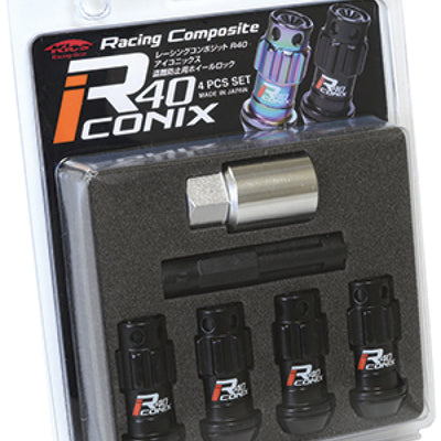 Project Kics 12X1.50 R40 Iconix Black Lug Nut Lock Set - 4