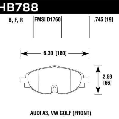 Hawk 15-17 VW Golf / Audi A3/A3 Quattro Front High Performance 5.0 Brake Pads