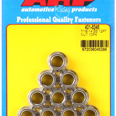 ARP 7/16-14 12PT Nut Kit SS - 10 PK