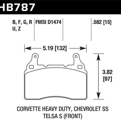Hawk 15 Chevy Corvette / 16-17 Chevy Camaro / 16-17 Cadillac CTS HP+ Front Brake Pads