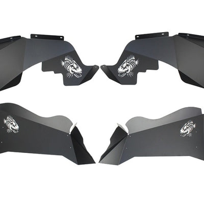 Fishbone Offroad 07-18 Jeep Wrangler JK Logo Aluminum Inner Fenders - Black Powdercoat