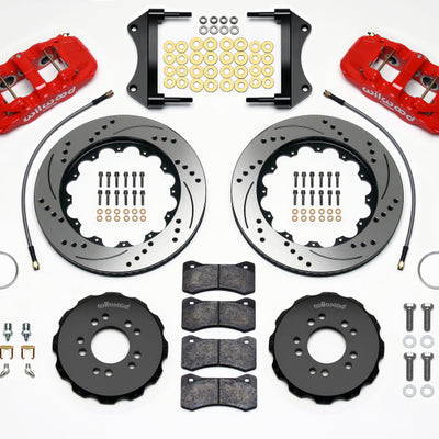 Wilwood AERO6 Front Hat Kit 14.25 Drilled Red 2014-Up Corvette C7 w/Lines
