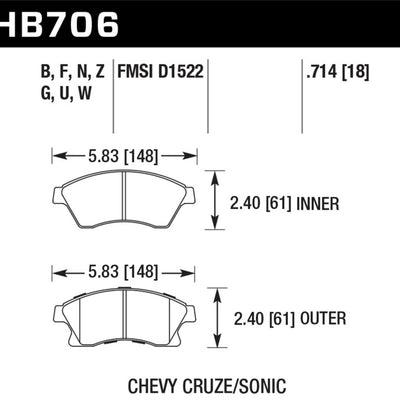 Hawk 11-12 Chevy Cruze Eco/LS/1LT/2LT/LTZ / 12 Sonic LS/LT/LTZ HP Plus Front Street Brake Pads