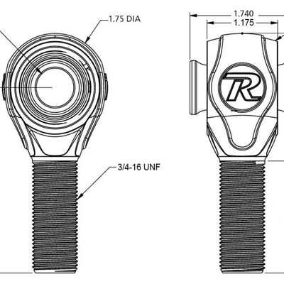 Ridetech R-Joint Rod End with 3/4in-16 Left Hand Thread