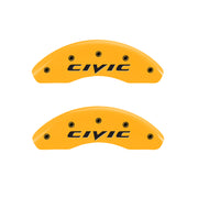 MGP 4 Caliper Covers Engraved Front 2015/Civic Engraved Rear 2015/Civic Yellow finish black ch